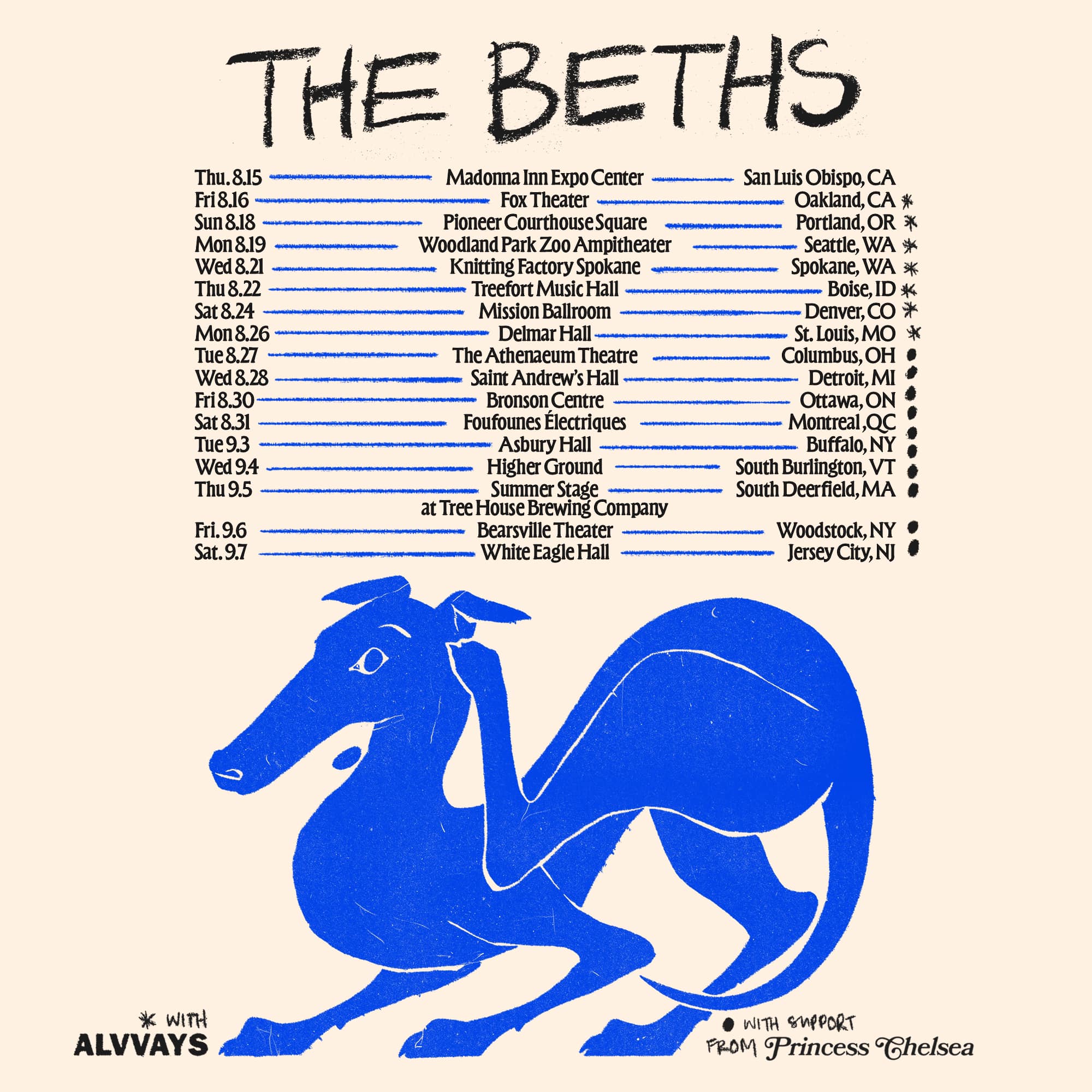 The Beths tour poster