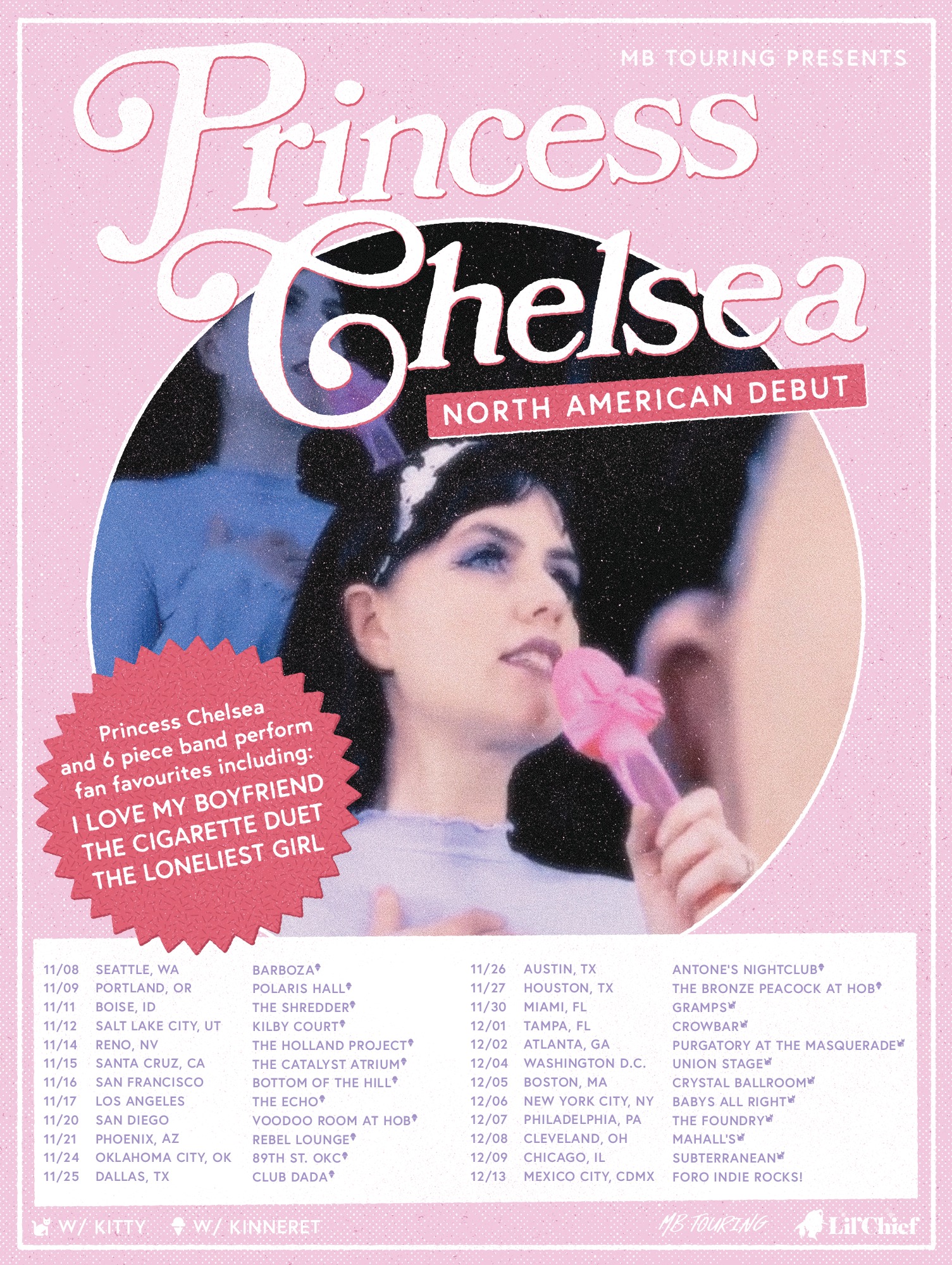 Princess Chelsea tour poster, dates in text below